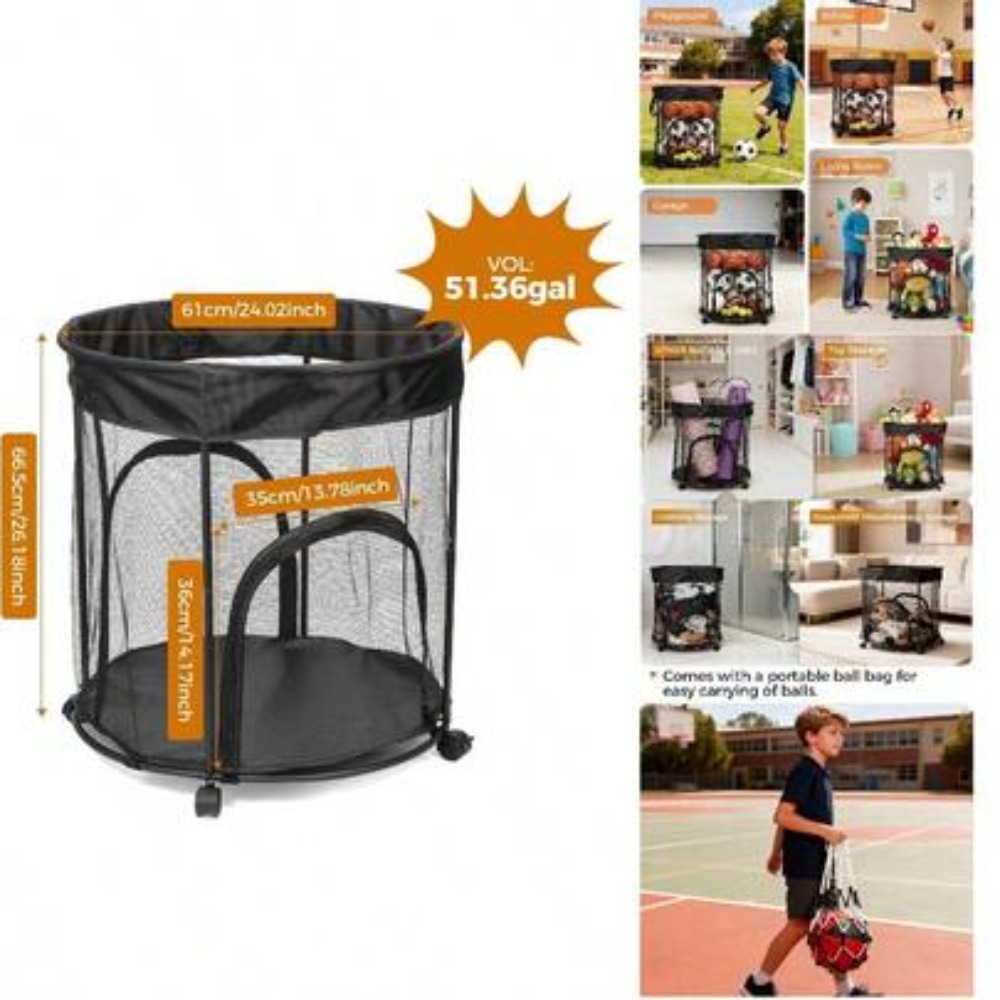 Sports Equipment Cart On Wheels - Carrito de Almacenamiento de Balones con