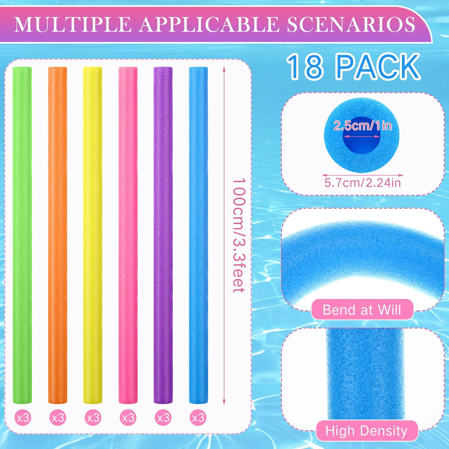 Paquete de 18 Espaguetis de Es - Foam Pool Noodle reseña y precio